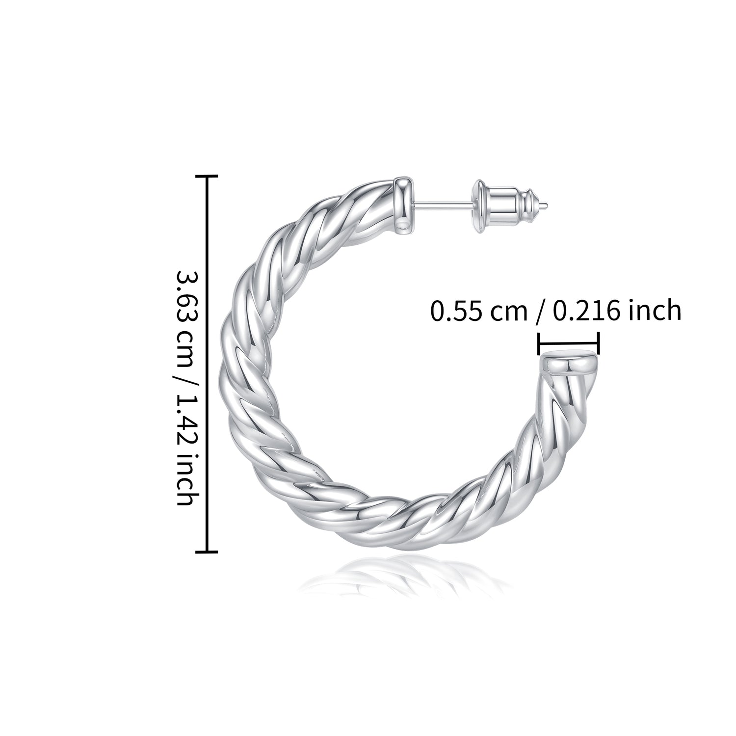 Women's silver earrings elegant fashion 929 plated silver lightweight thick silver hoop earrings women's jewelry