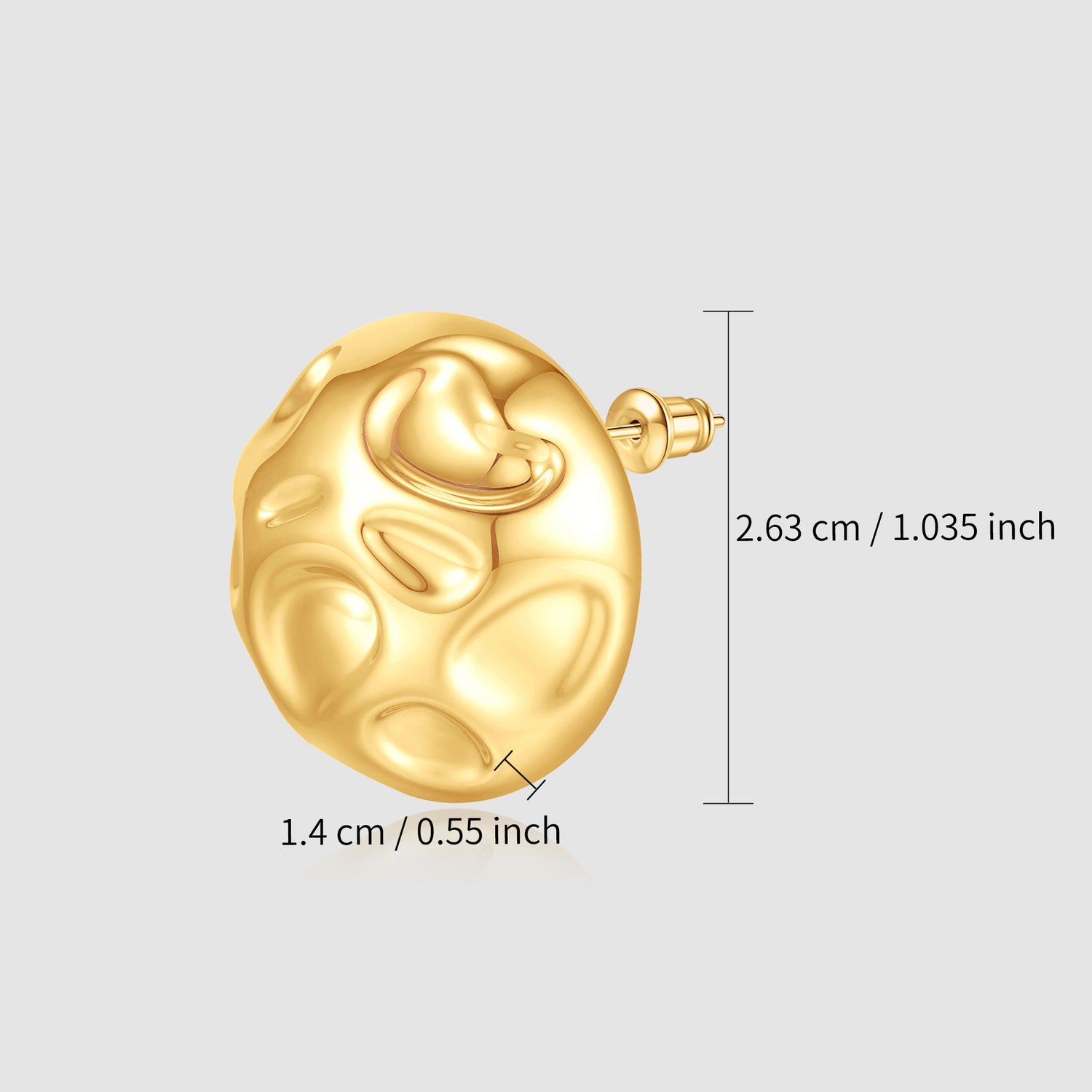 Chunky golden Earrings Stud for Women 14K golden Plated Statement Stud Earrings for Women golden Chunky Earrings Round Hypoallergenic Lightweight Vintage Thick golden Earrings Trendy Jewelry for Women