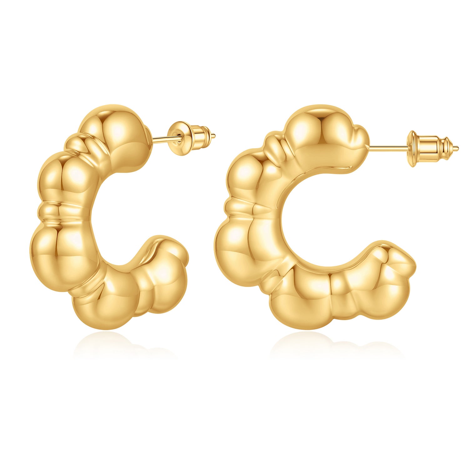 Chunky golden Hoop Earrings for Women 14K golden Plated Hoop Earrings Hypoallergenic golden Chunky Hoop Earrings for Women Earrings Thick golden Hoop Earrings for Women golden Jewelry for Women