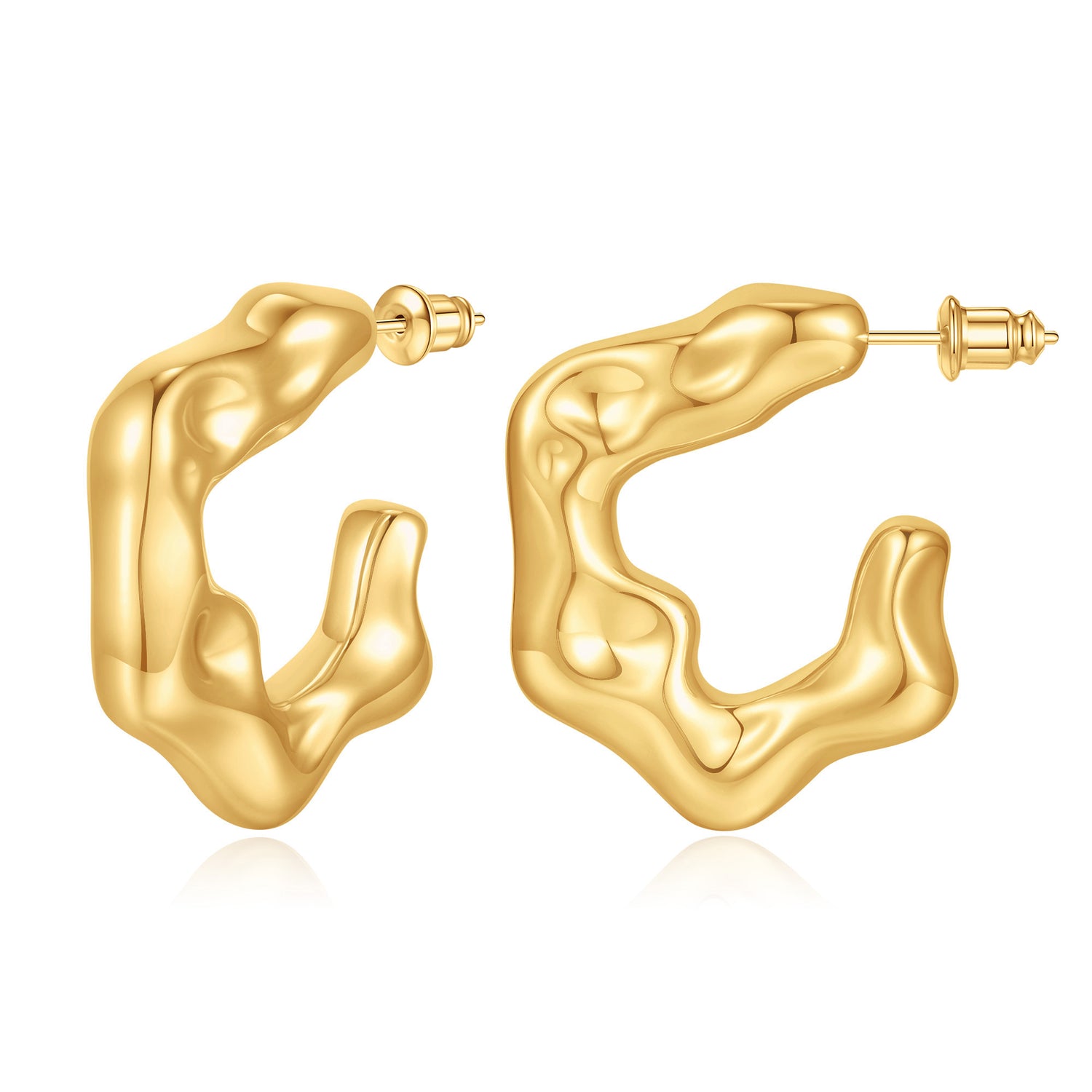 Women's golden Hoop Earrings 14K golden Plated Hoop Earrings for Women with Sensitive Ears 14K Hoop Earrings for Women