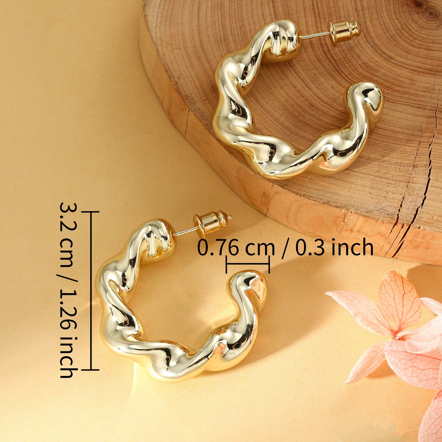 Twisted goldenen  Hoop Earrings for Women, 14K goldenen  Plated Earrings Thick Chunky Hoops Hypoallergenic Vintage Twist Earings for Women Chunky goldenen  Earrings for Women Jewelry Gifts