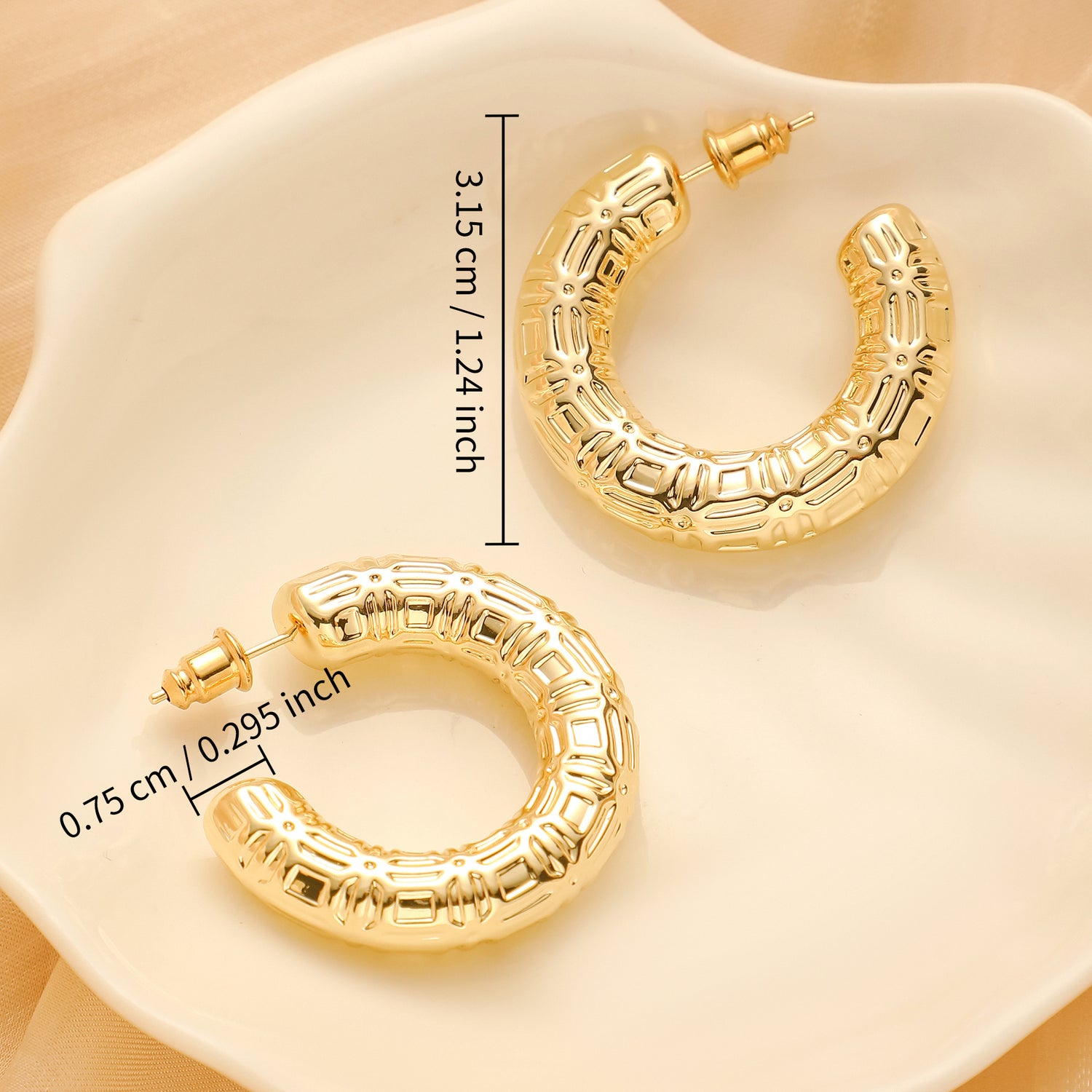 Fashion Party Earrings Women's Circular Fashion Earrings Thick Large Earrings Women's Versatile Earrings Day Gifts