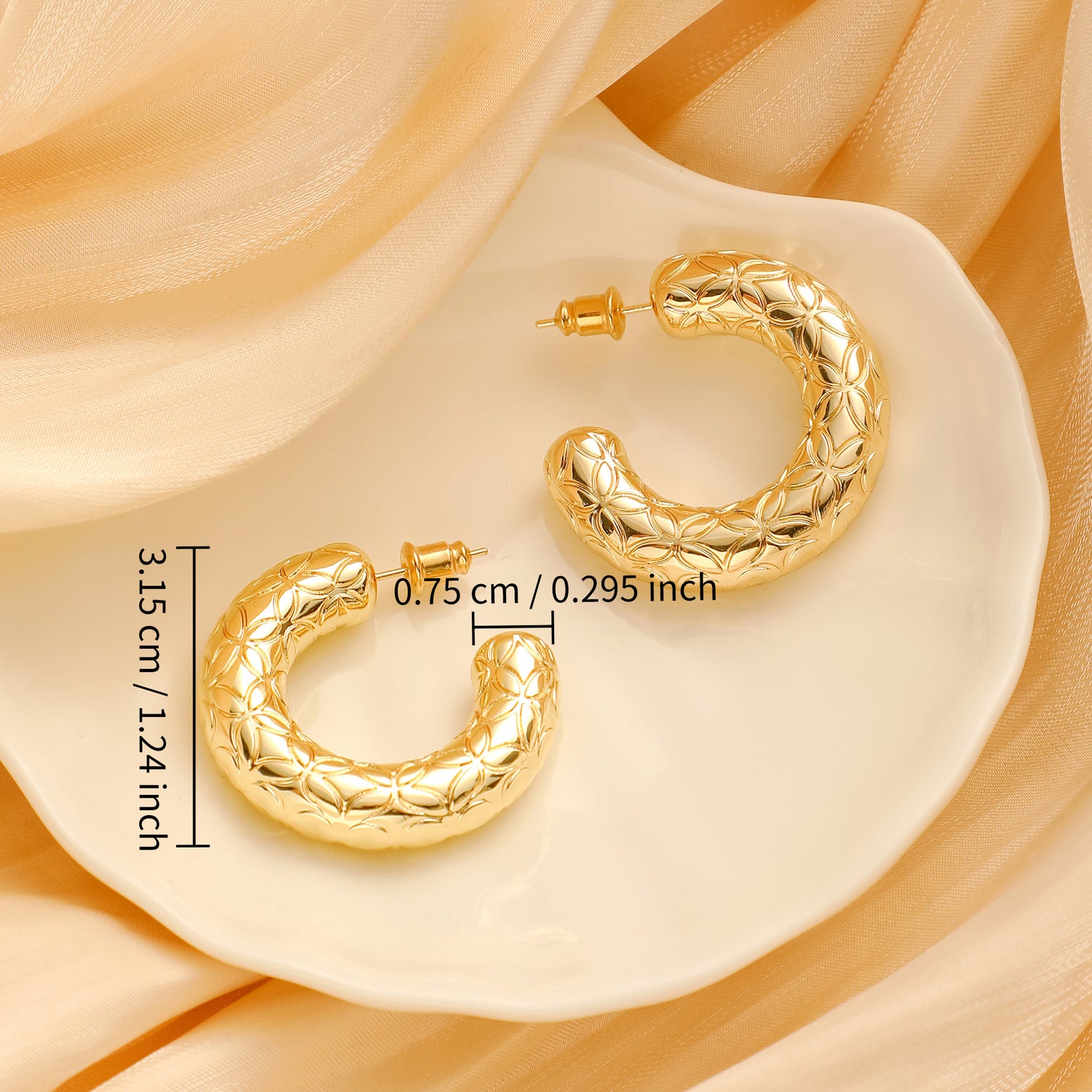 Fashion Party Earrings Women's Circular Fashion Earrings Thick Large Earrings Women's Versatile Earrings Day Gifts