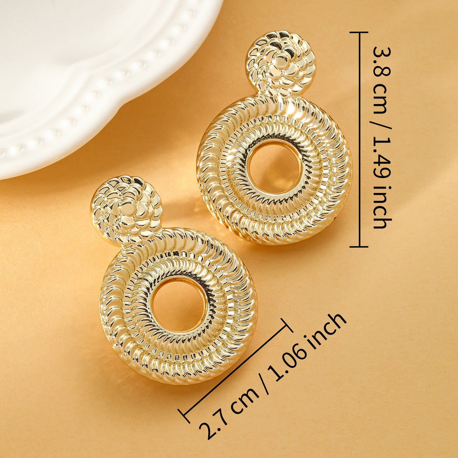 goldenen  Dangle Earrings for Women, Statement Chunky Cut Design goldenen  Drop Earrings Circle Shape Dangling Earrings for Women goldenen  Earrings goldenen  Statement Earrings for Women Earrings Jewelry Gifts for Women