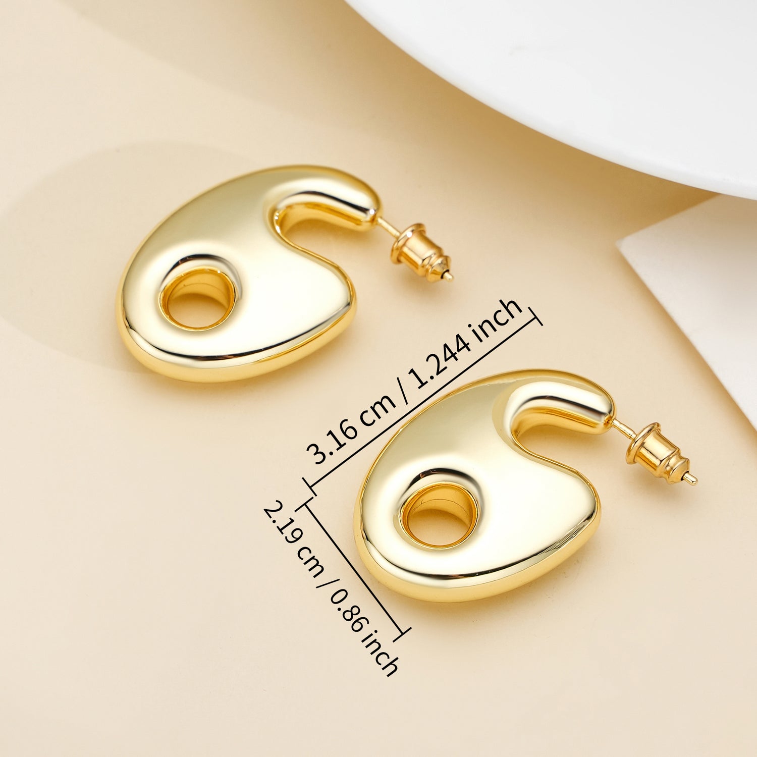 Chunky goldenen  Earrings for Women 14k goldenen  Plated Stud Earrings for Women Hypoallergenic goldenen  Statement Earrings Thick goldenen  Chunky Earrings for Women Trendy Jewelry Gift for Women