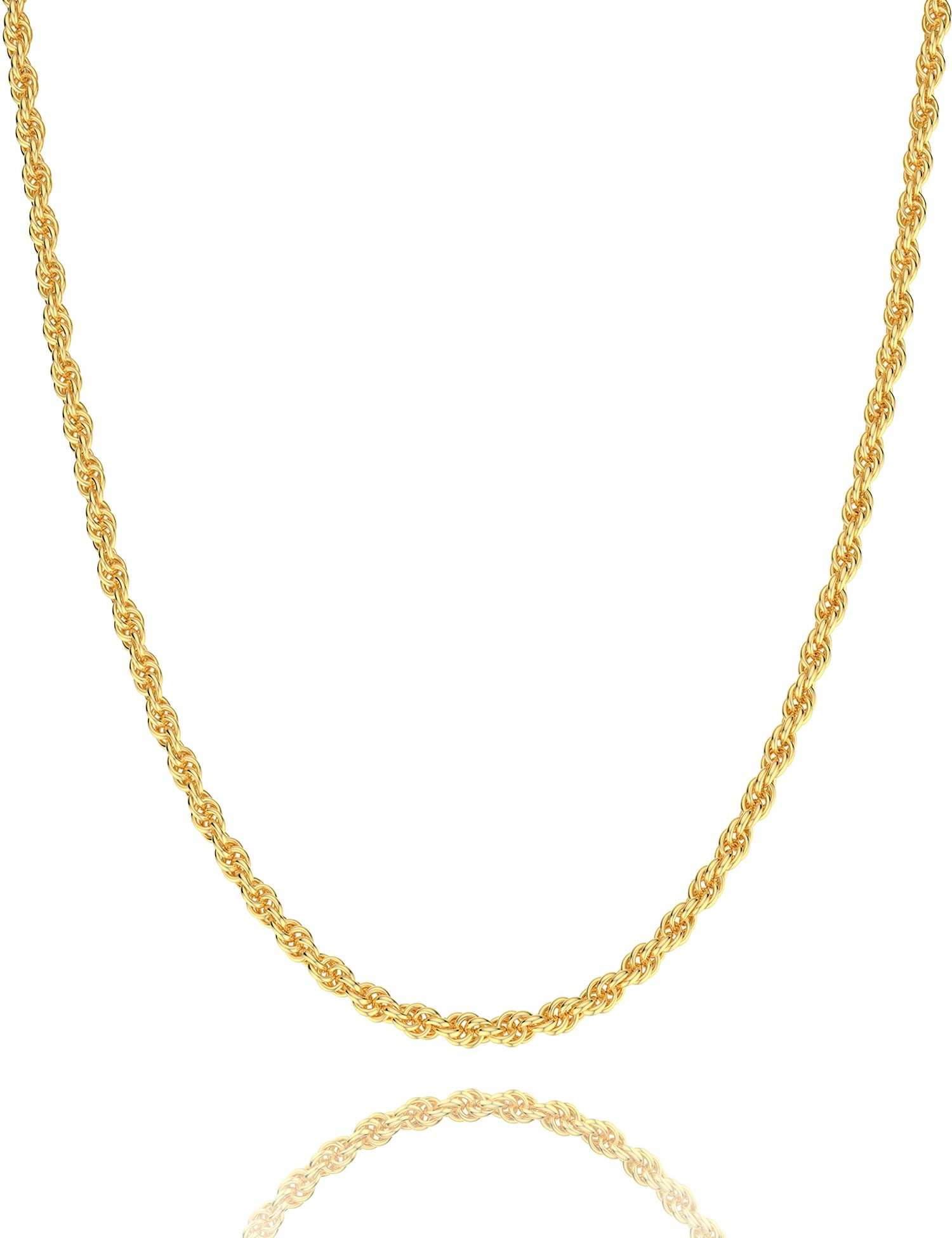 Waitsoul 925 Sterling Silver Rope Chain Lobster Clasp 2/2.5/3/3.5mm Gold/Silver Chain for Men Women Silver Necklace Chain 16/18/20/22/24/26/30 Inches