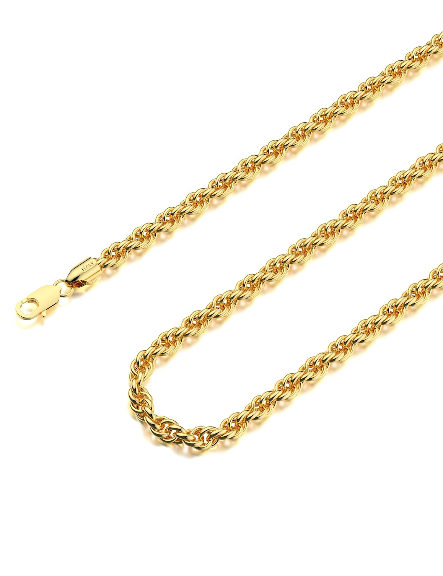 Waitsoul 925 Sterling Silver Rope Chain Lobster Clasp 2/2.5/3/3.5mm Gold/Silver Chain for Men Women Silver Necklace Chain 16/18/20/22/24/26/30 Inches