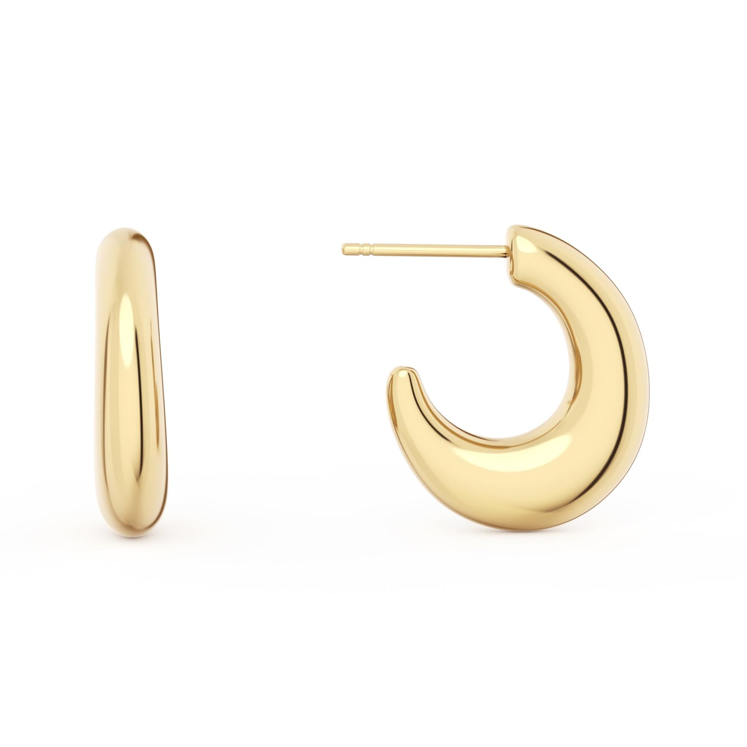 14K Gold Plated Chunky Gold Hoop Earrings