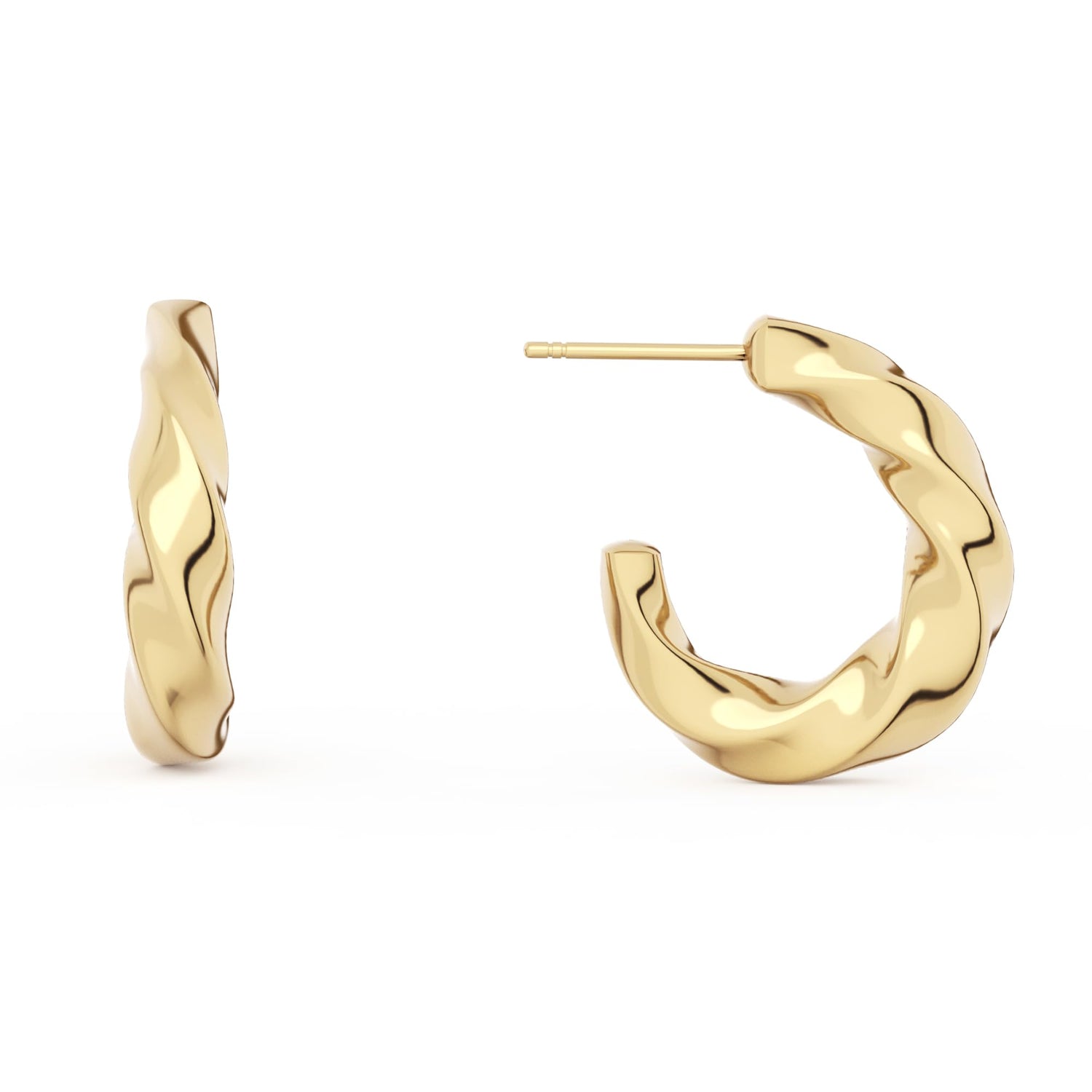 14K Gold Plated Chunky Gold Hoop Earrings