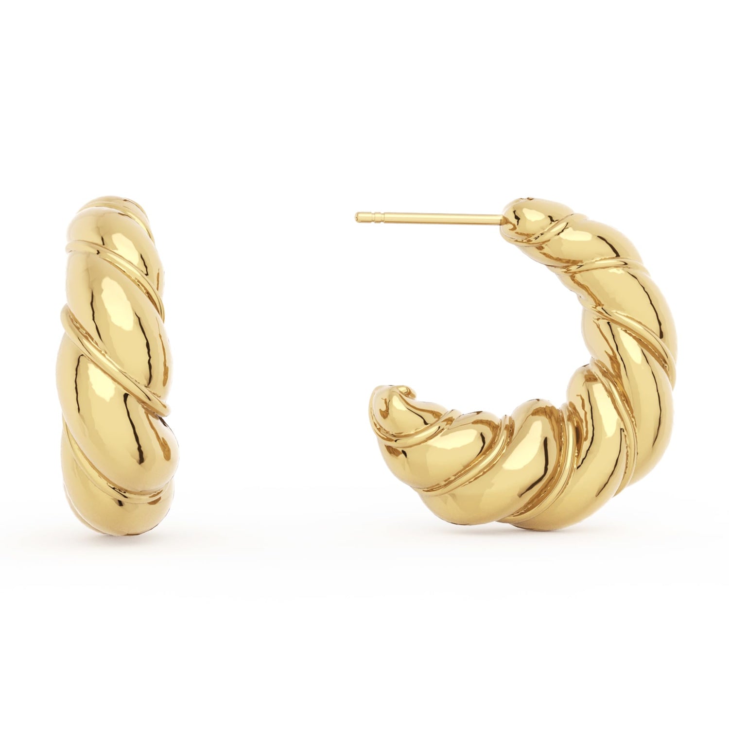 14K Gold Plated Chunky Gold Hoop Earrings