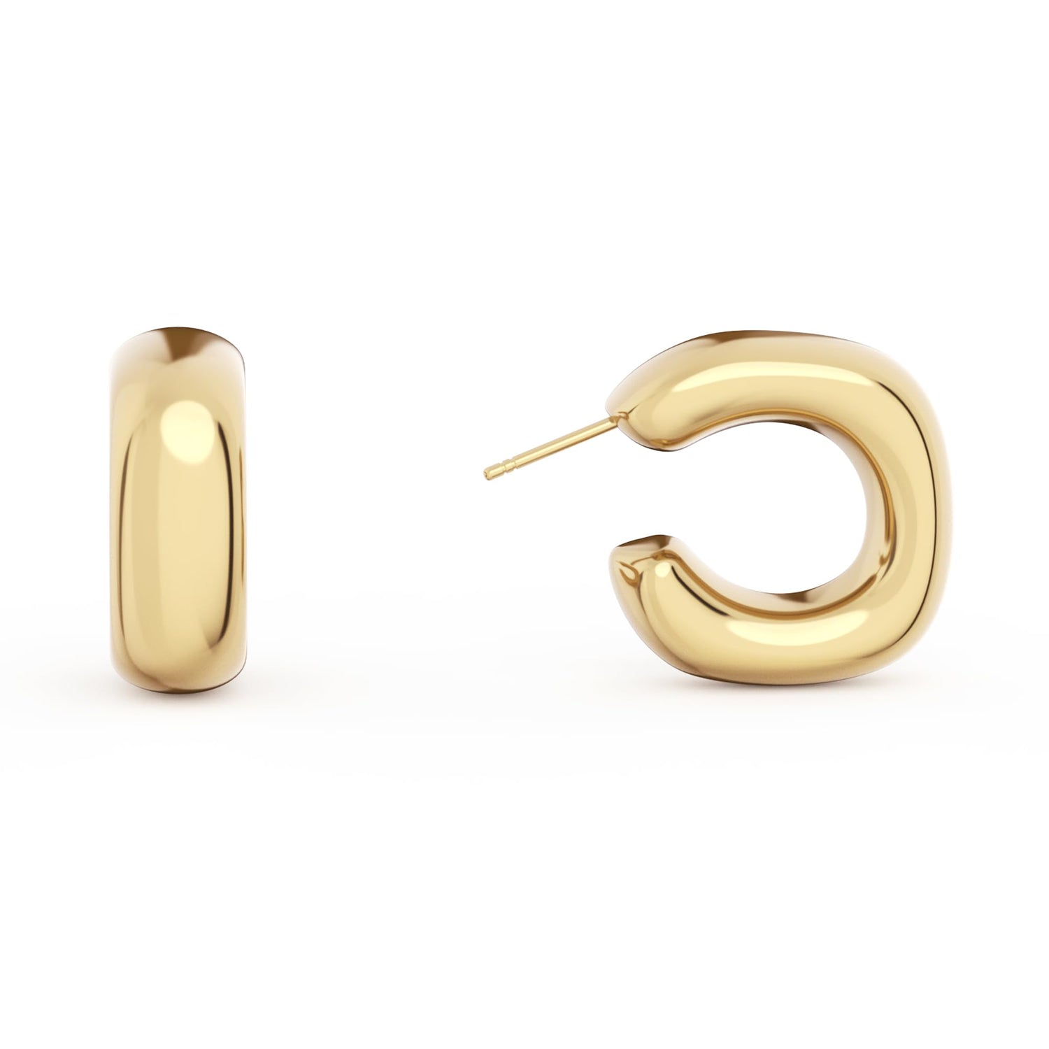 14K Gold Plated Chunky Gold Hoop Earrings
