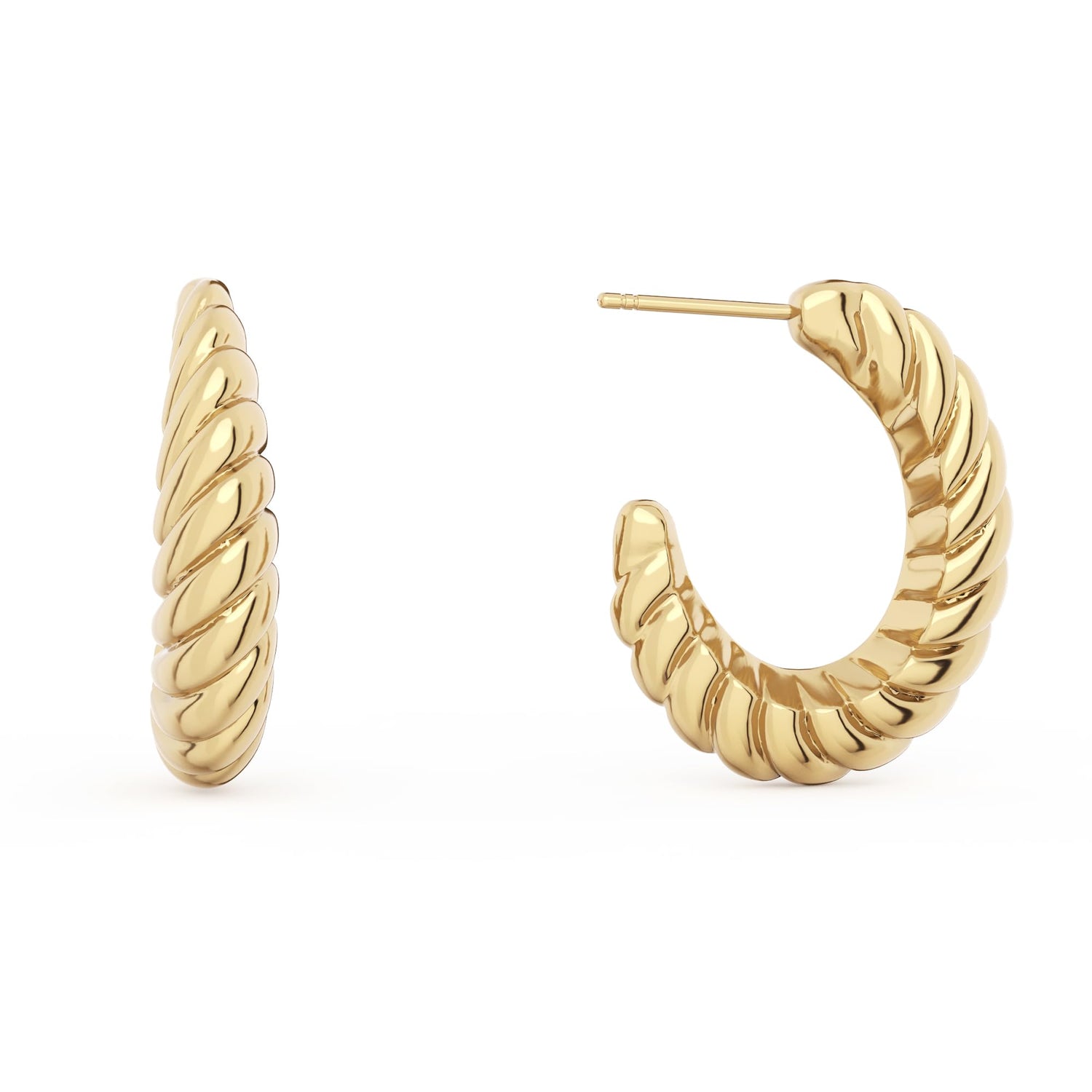 14K Gold Plated Chunky Gold Hoop Earrings