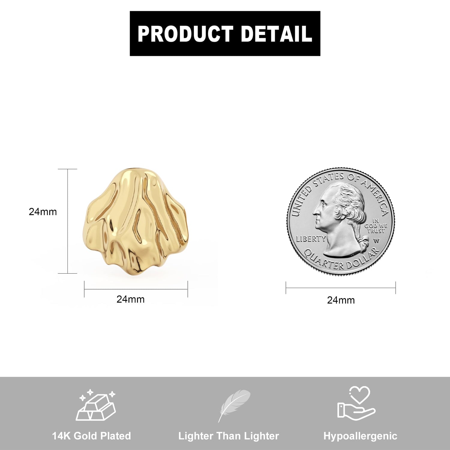 14K Gold Plated Chunky Gold Hoop Earrings