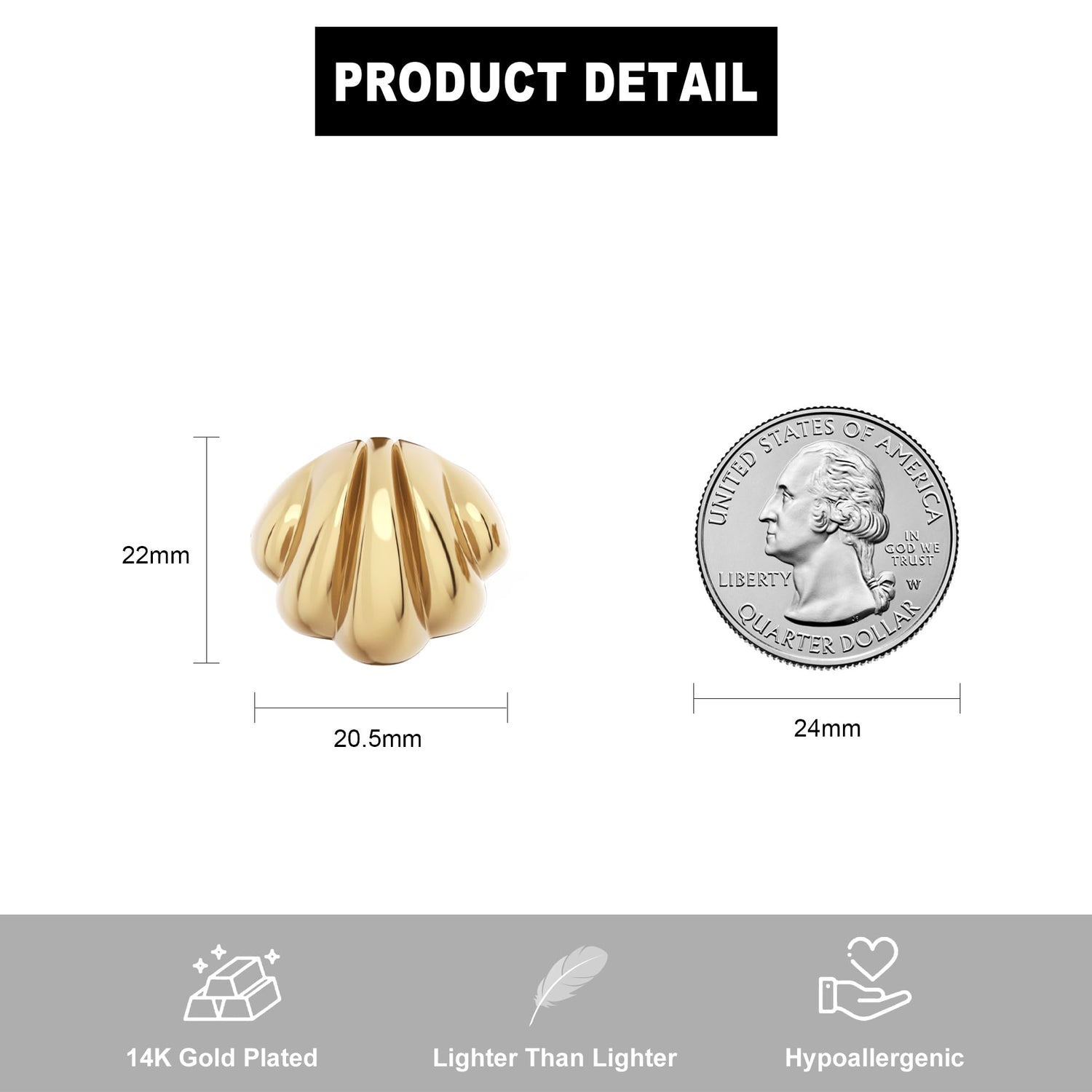 14K Gold Plated Chunky Gold Hoop Earrings