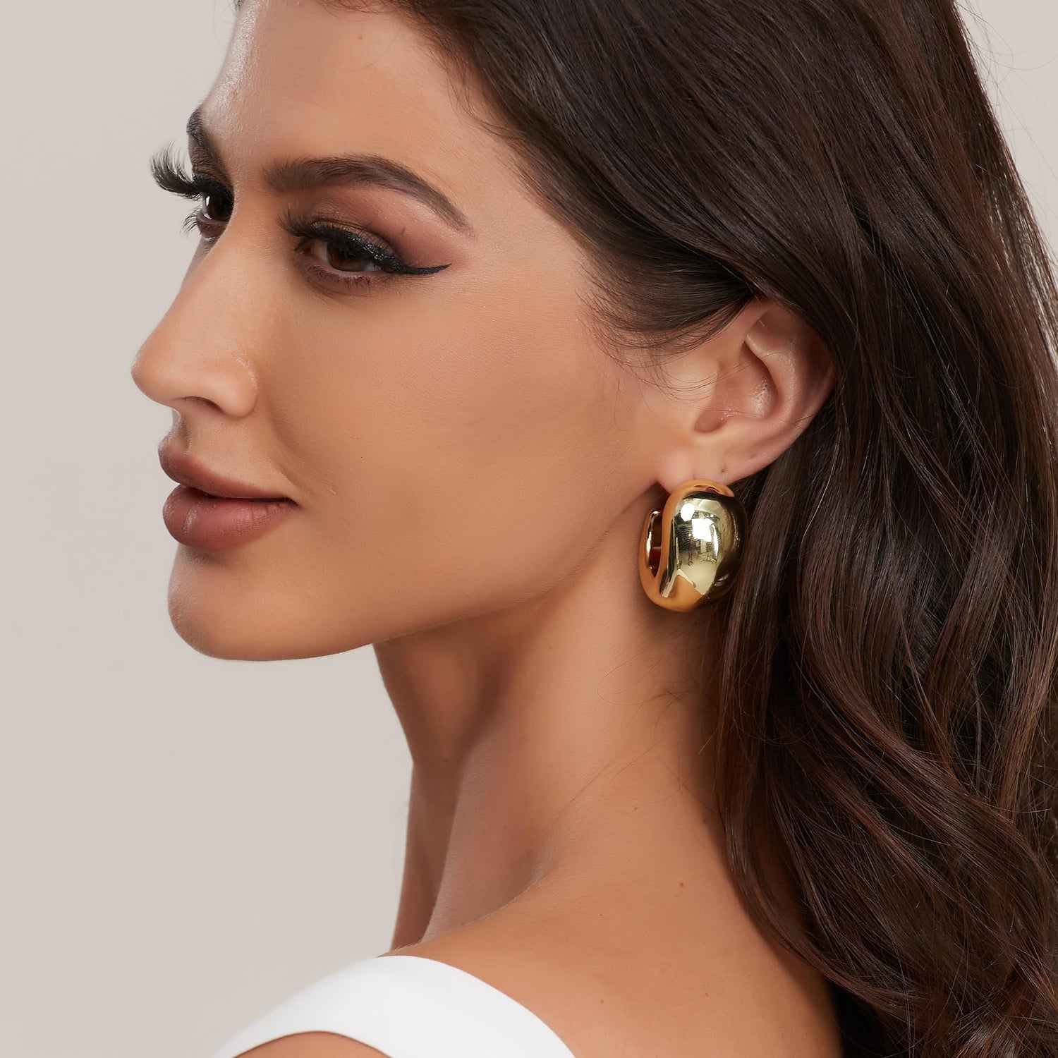 14K Gold Plated Chunky Gold Hoop Earrings