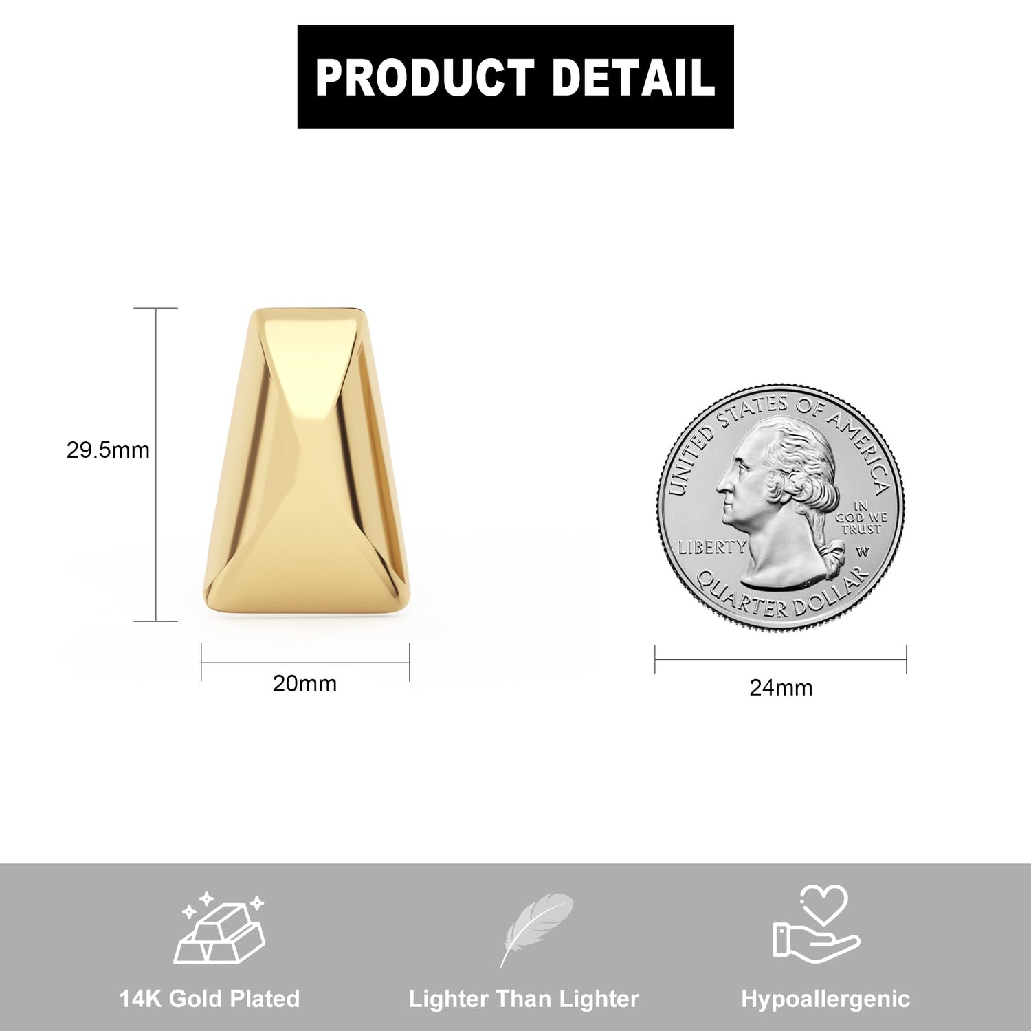 14K Gold Plated Chunky Gold Hoop Earrings