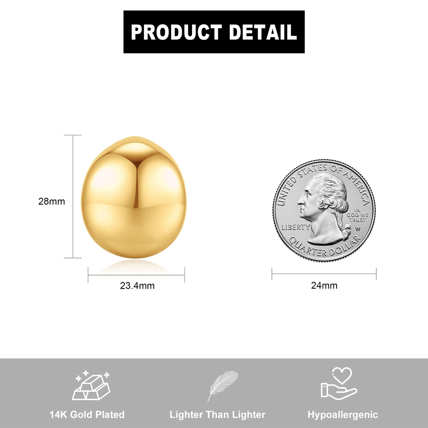 14K Gold Plated Chunky Gold Hoop Earrings