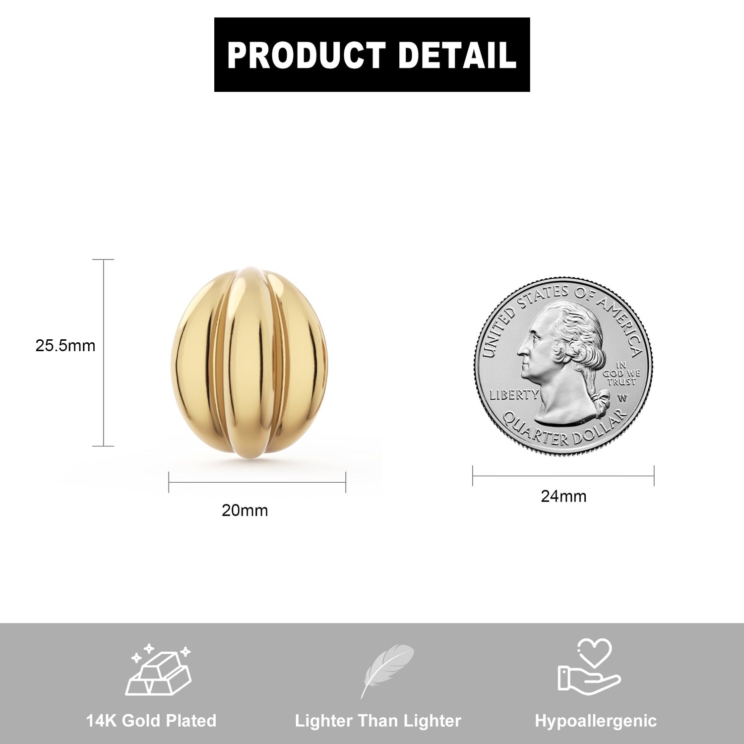 14K Gold Plated Chunky Gold Hoop Earrings